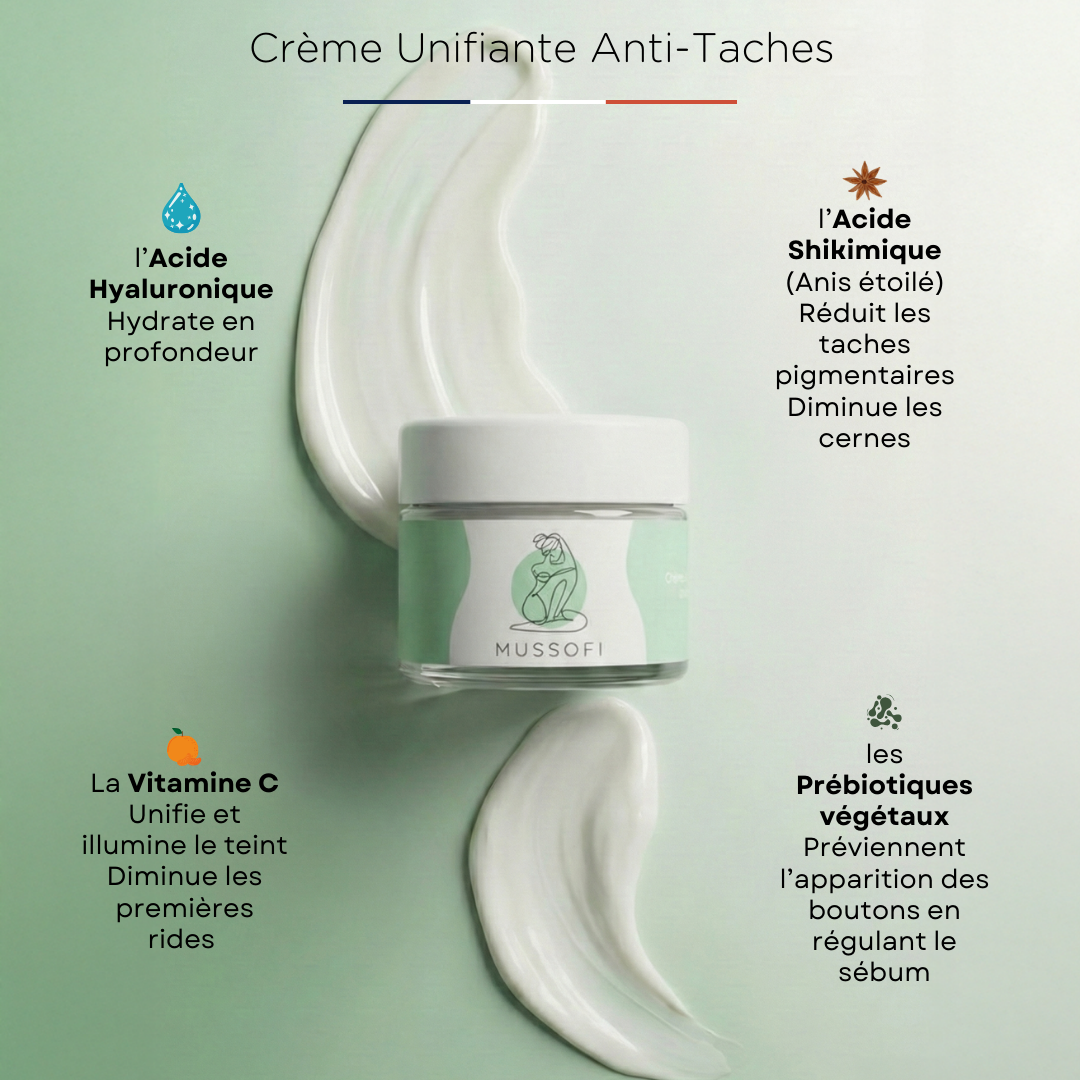 Crème visage unifiante anti-taches pour peau noire et métissée MUSSOFI - Formule brevetée hydratante 24h